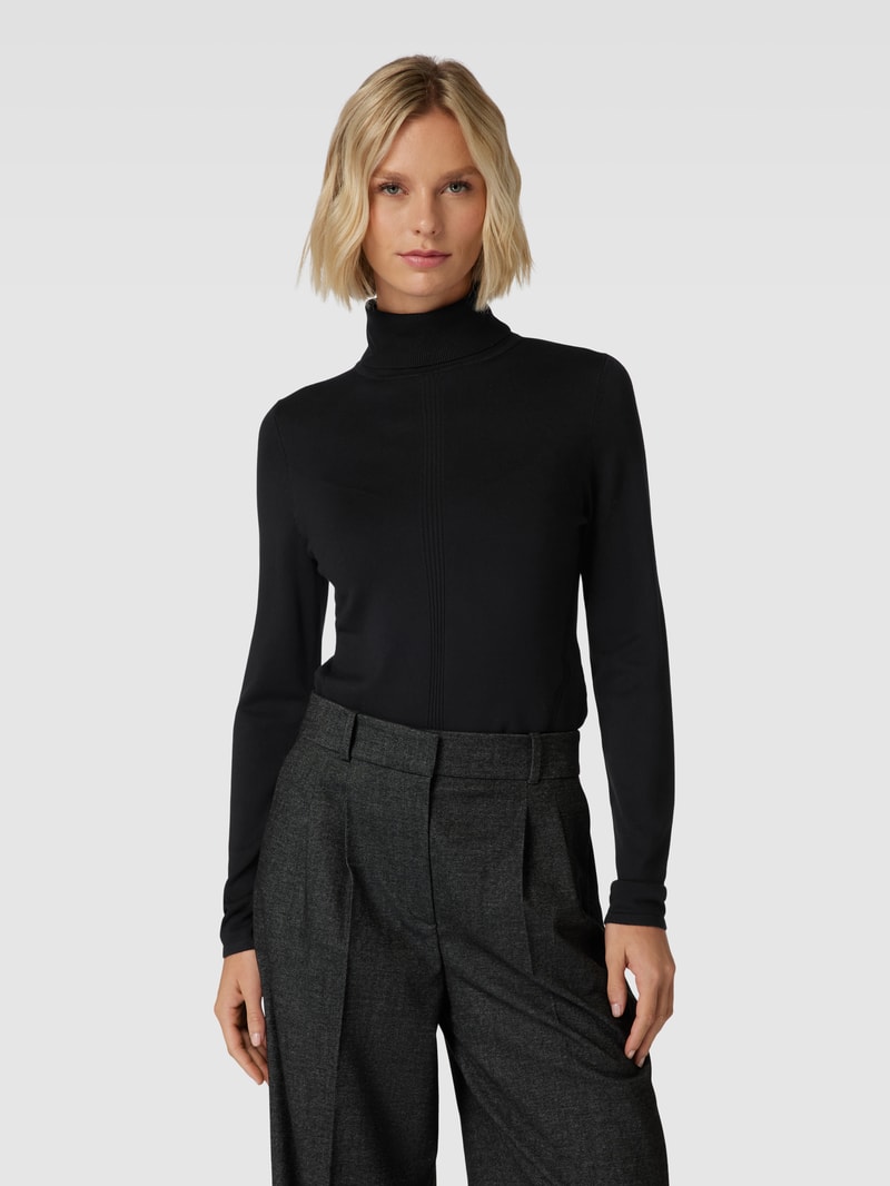 Strickpullover mit Rollkragen in schwarz