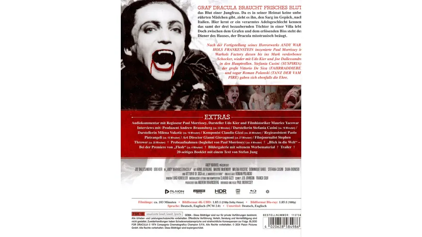 Andy Warhols Dracula - Mediabook - Cover B  (4K-Ultra HD) (+ Blu-ray) (+ Bonus-Blu-ray)