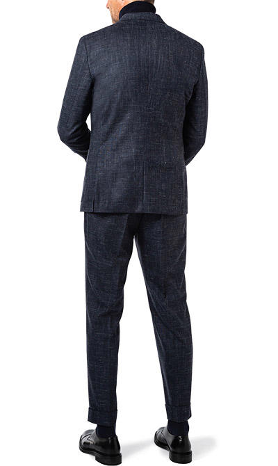 BOSS Black, Anzug, Slim Fit, Schurwolle, dunkelblau meliert