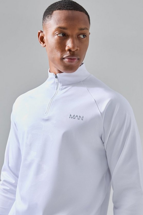 Man Active Camouflage Performance Oberteil mit Reißverschluss