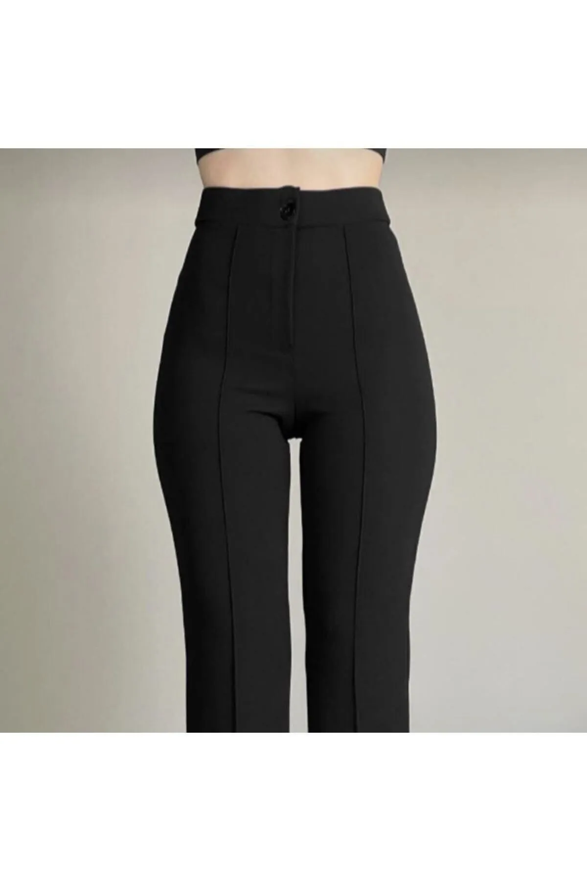 miyase life  Lycra-Kreppstoff – Spaghettihose mit Streifen vorne