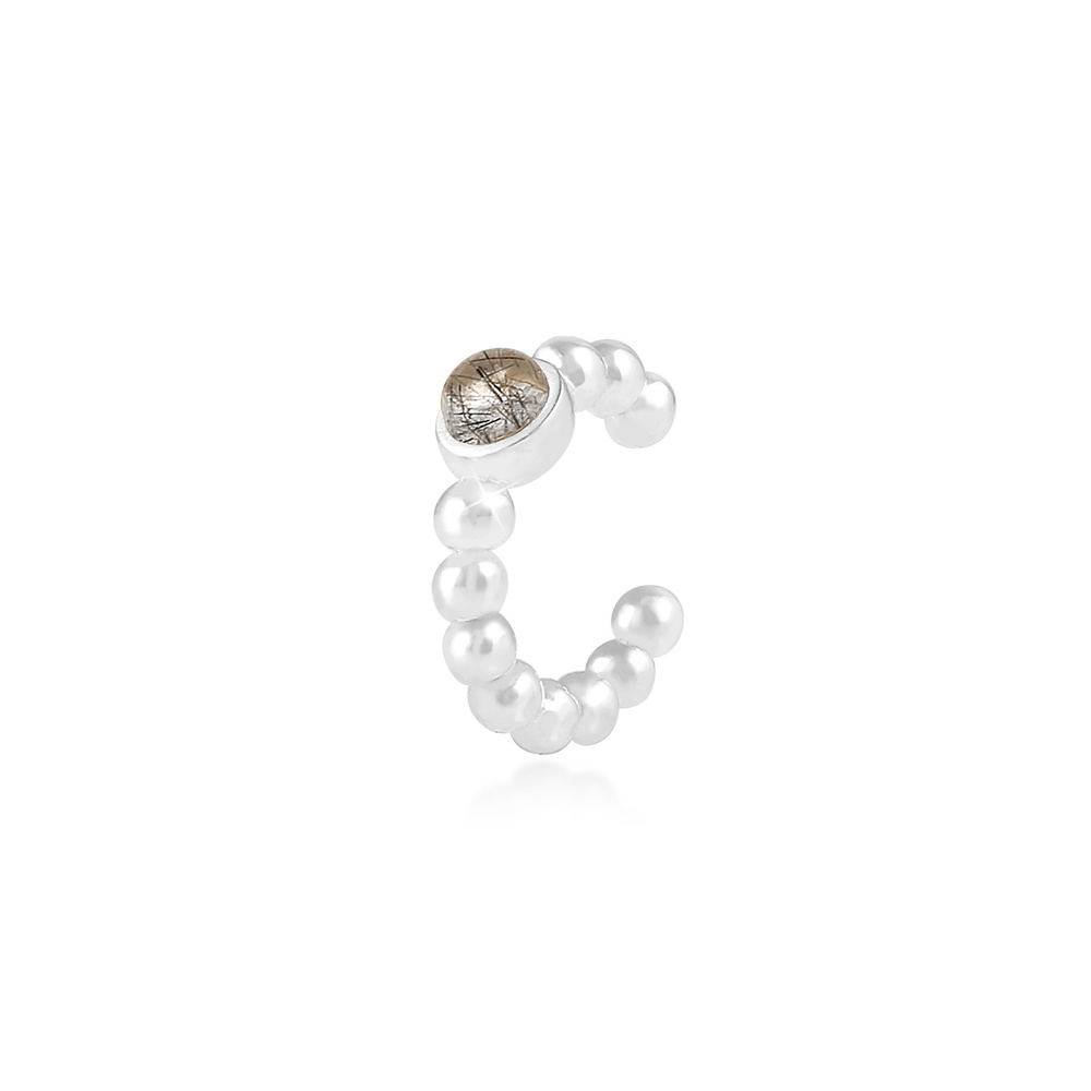 Elli Elli Boucles d'Oreilles Clip d'oreille simple pour dames Pierre de Lune en 925/10 Boucles d'oreilles