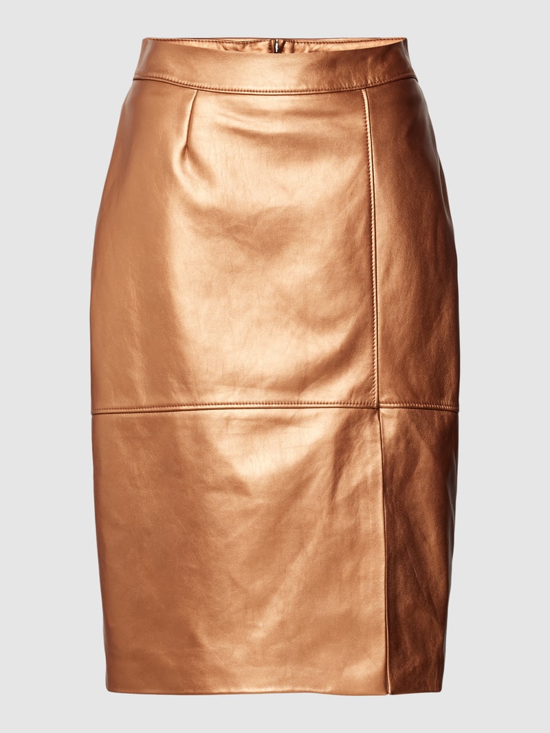Knielanger Rock aus Lammleder Modell 'Setora' in gold