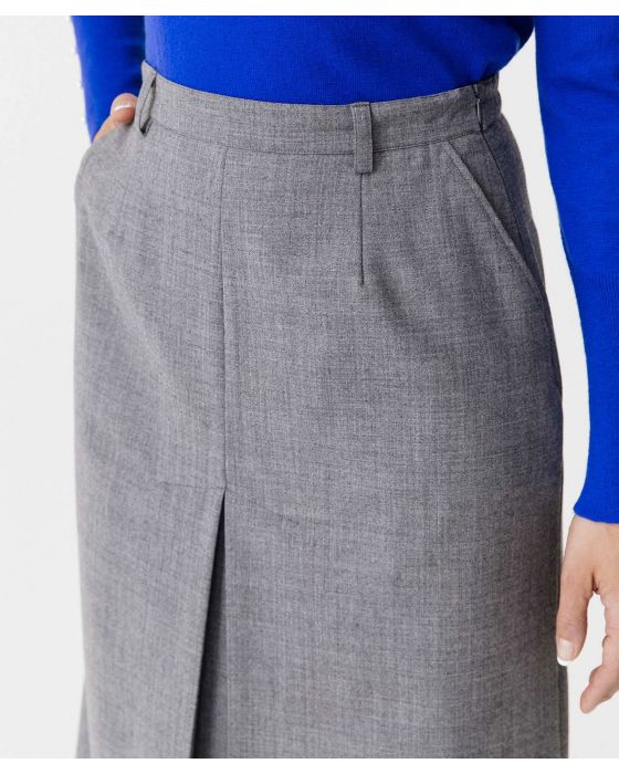 Jupe pli creux, lainage aspect flanelle