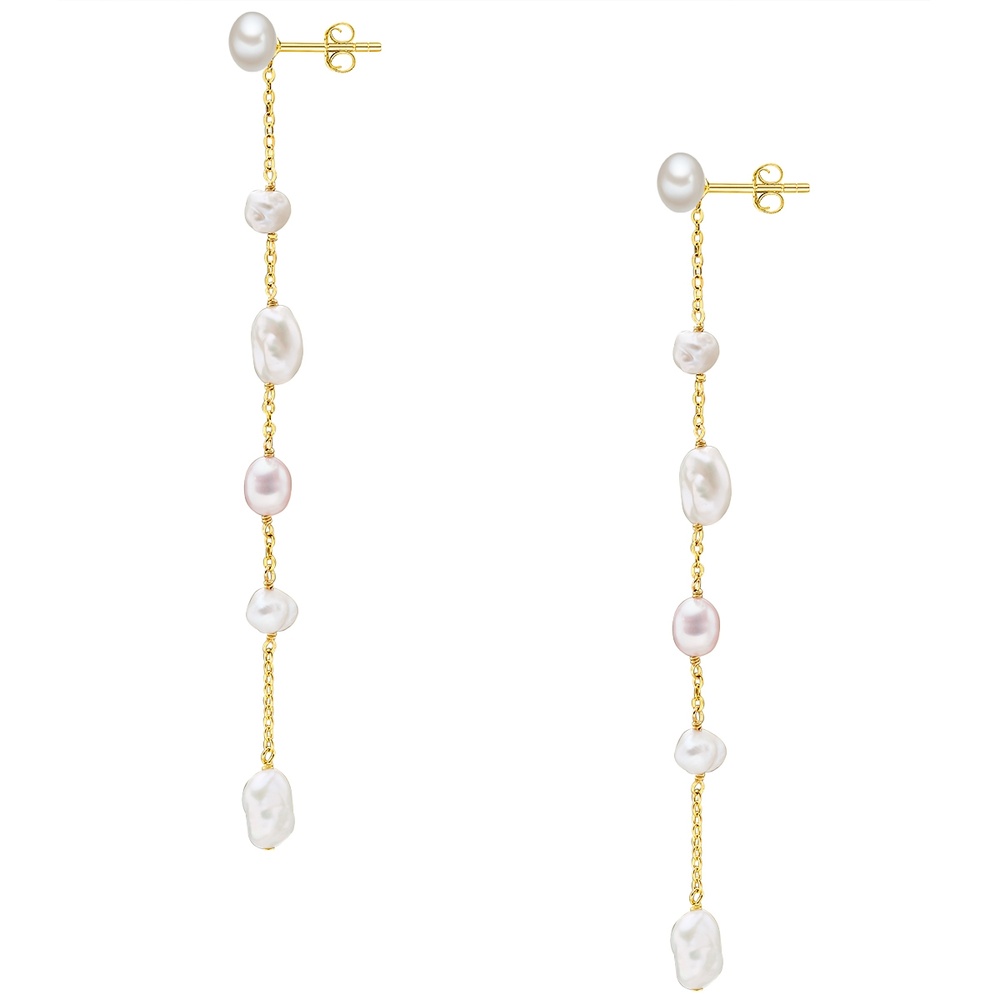 Valero Pearls Boucles d'oreille en perle Argent sterling Perle de culture d'eau douce en Or jau Boucles d'oreilles