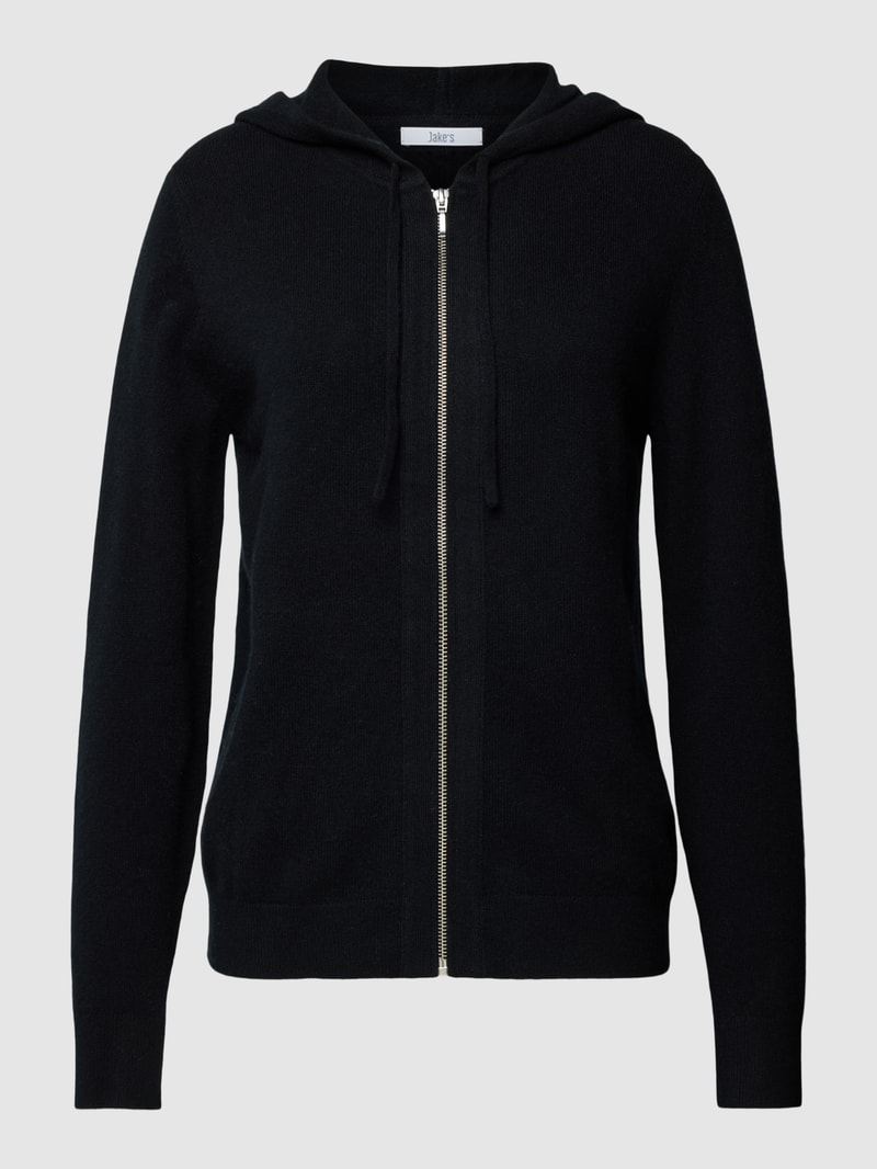Strickjacke aus Kaschmir mit Reißverschluss in schwarz