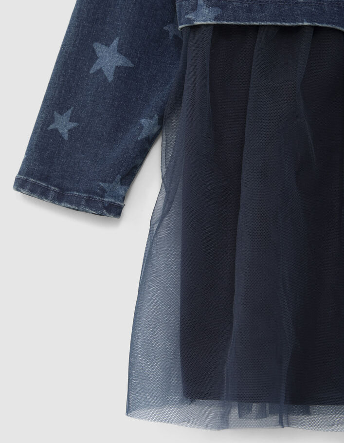 Robe-tutu marine bi matière fille