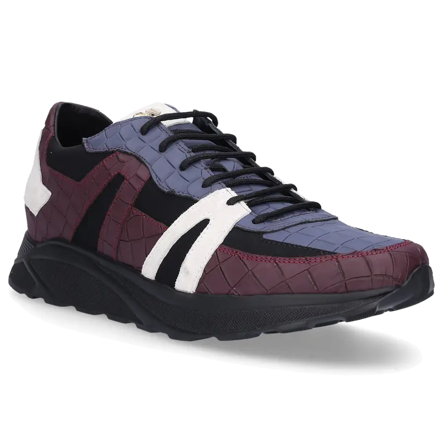 Hide & Jack - Sneaker low RUNNING JET Kalbsleder Logo Prägung blau bordeaux - rot