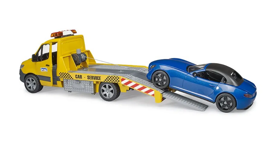 BRUDER - MB Sprinter Autotransporter mit Light & Sound Modul und BRUDER Roadster 02675