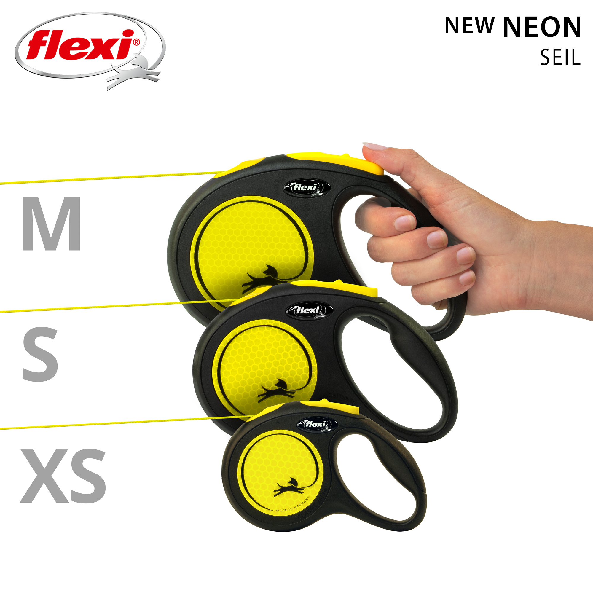 Flexi Hundeleinen Flexi New Neon Seil neon M, 5 m