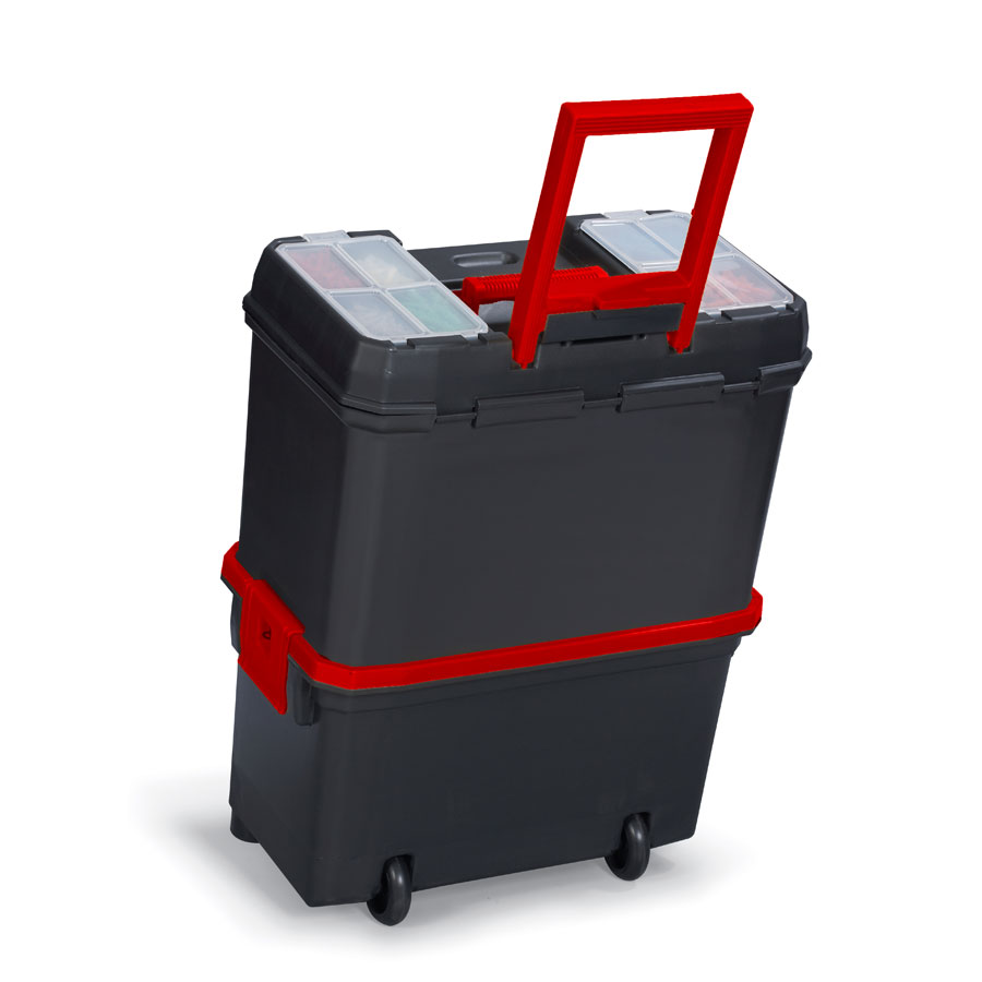 ALUTEC Rollende Werkstatt 2in1 in Rot-Schwarz, 450 x 270 x 585 mm Außenmaß - ATU