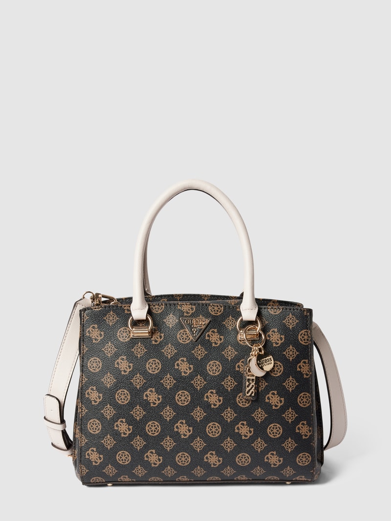 Handtasche mit Allover-Muster Modell 'NOELLE' in mittelbraun