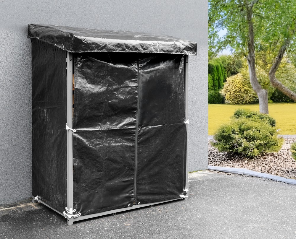 HC Garten & Freizeit Brennholzregal aus Metall mit Abdeckung S ca. 110x70x145 cm