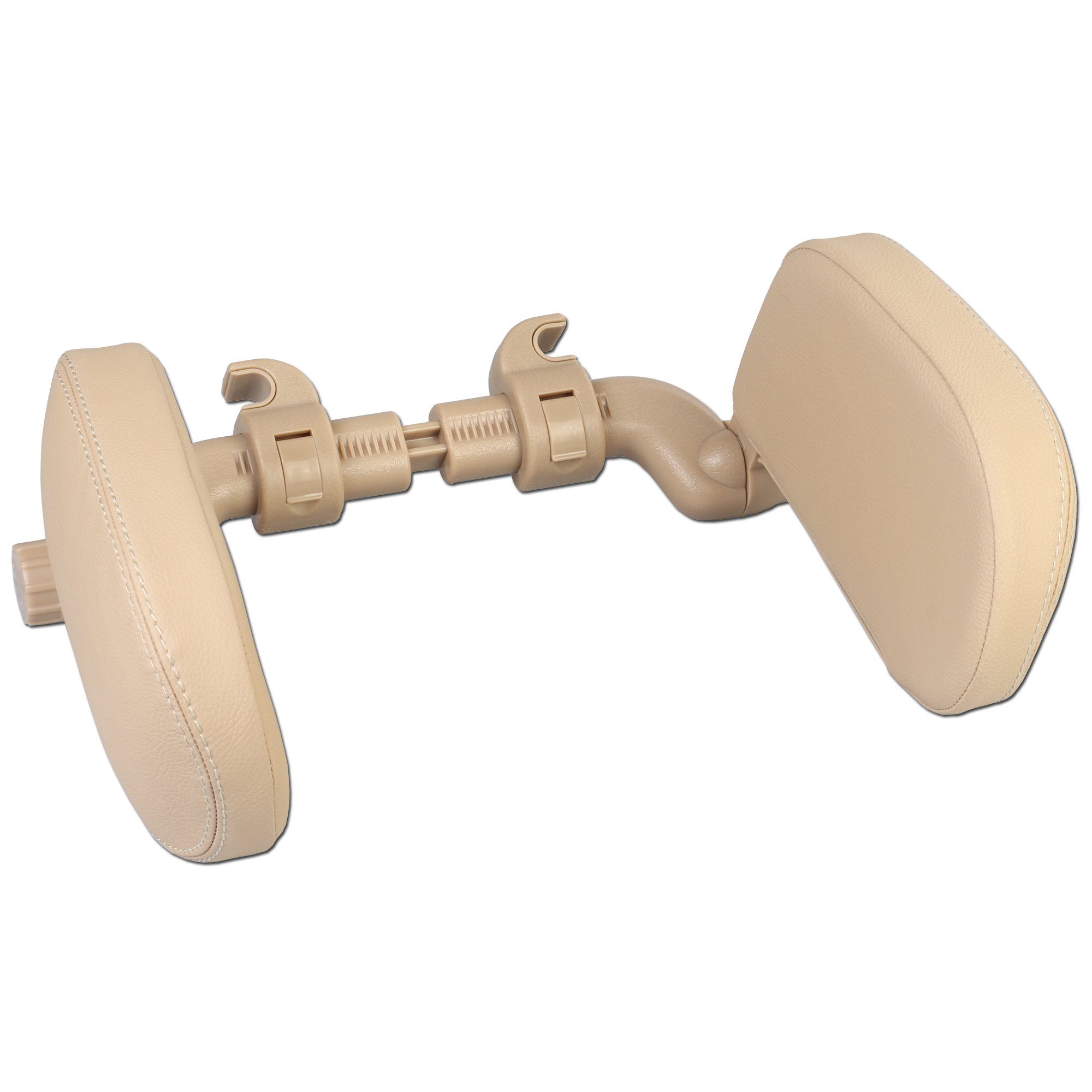 EasyTravel EasyTravel ergonomisches Auto Reise Kopfkissen - Kunstleder beige / Camping Sat-Anlage