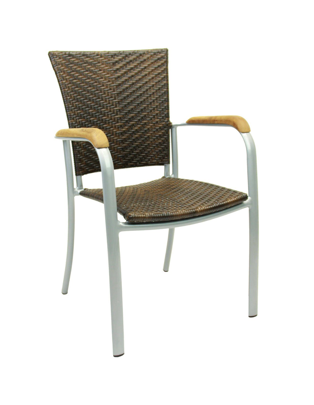 Konway Stapelstuhl ARUBA (4 St), 4x KONWAY® ARUBA Stapelsessel Lederlook Polyrattan Sessel braun