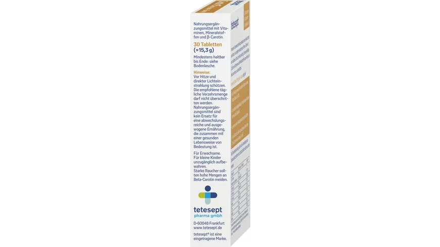 tetesept Carotin 15 mg Haut + Sonne 30 St.