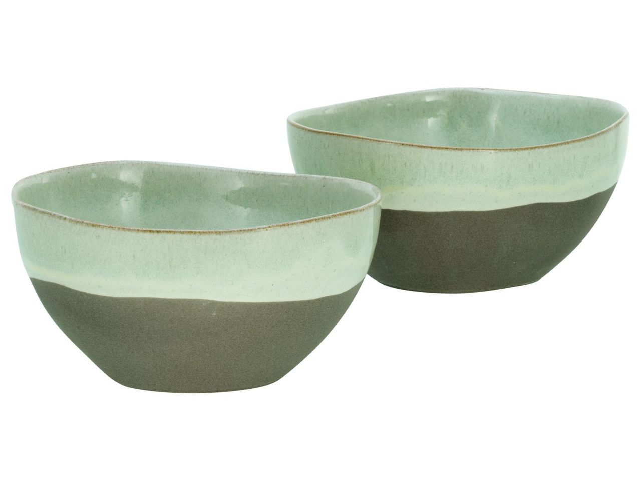 CreaTable Basalt Bowls, Salbei, 2-teiliges Geschirrset, Poke Bowl Set aus Steinzeug