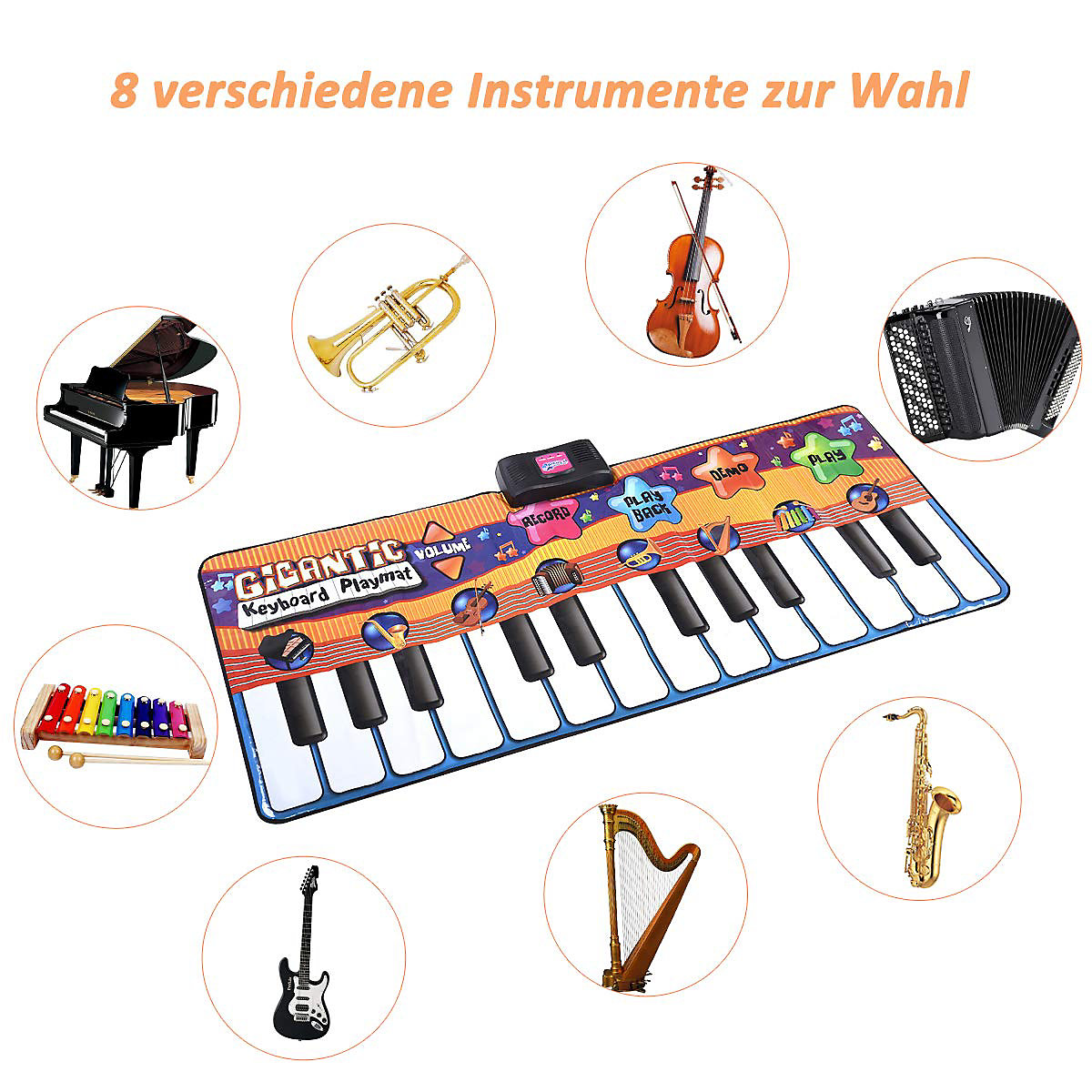 Musikmatte 180x75cm 8 Instrumente und 4 Modi