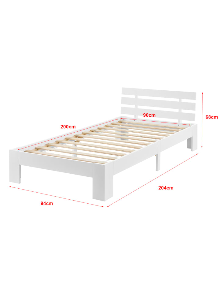 en.casa Holzbett Nivala in Weiß (B)90cm günstig kaufen onesize