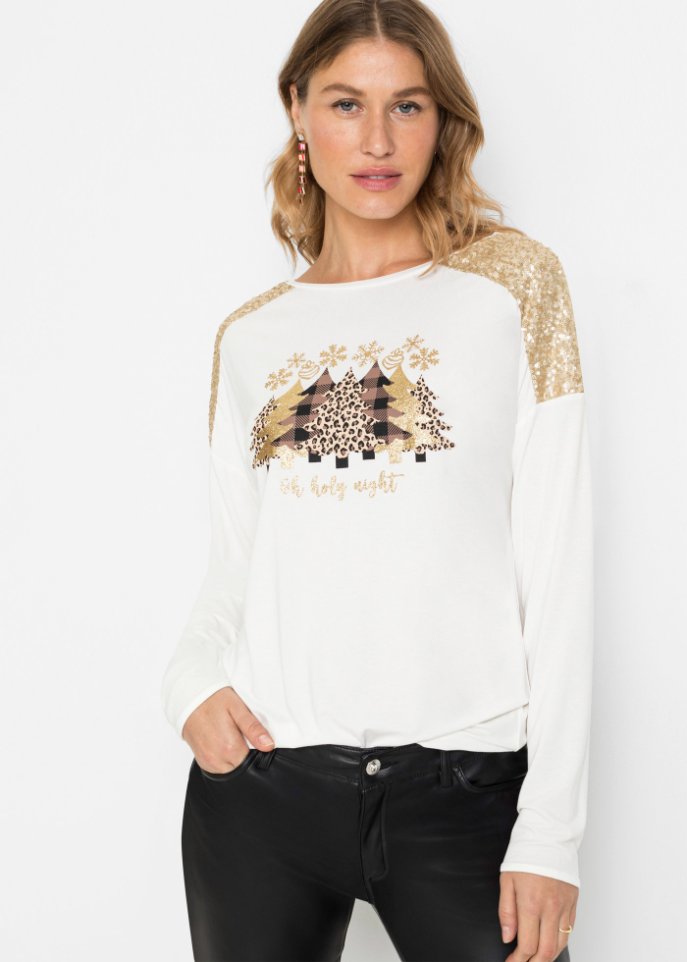 Oversize-Shirt mit Weihnachtsmotiv und schönen Pailletten