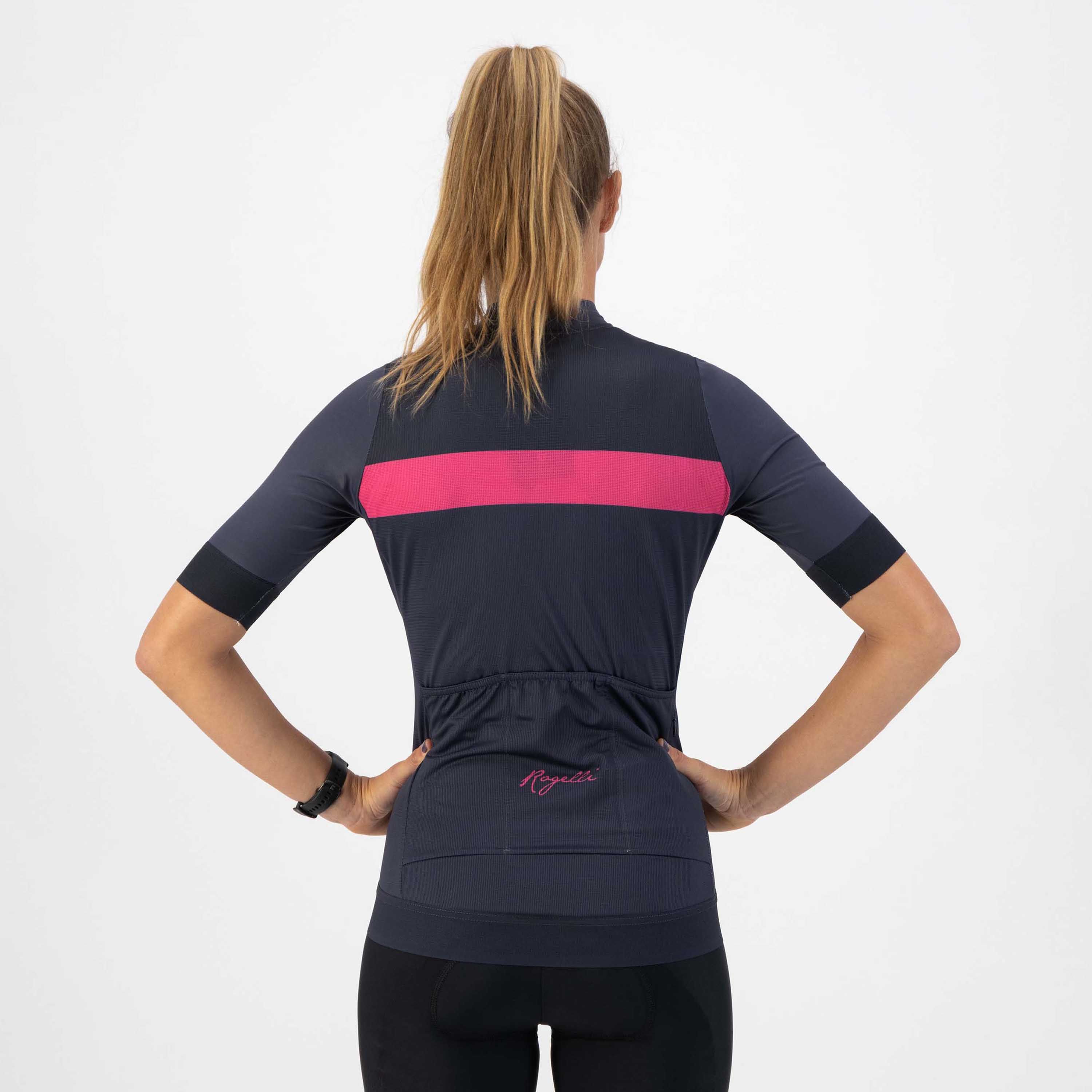 Rogelli Prime Blau/Rosa Damen Radtrikot Kurzarm