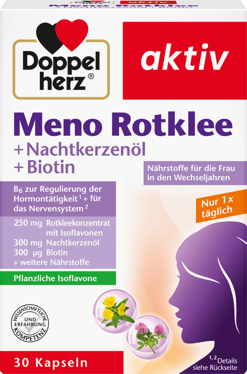 Meno Rotklee + Nachtkerzenöl + Biotin Kapseln 30 St., 34,4 g