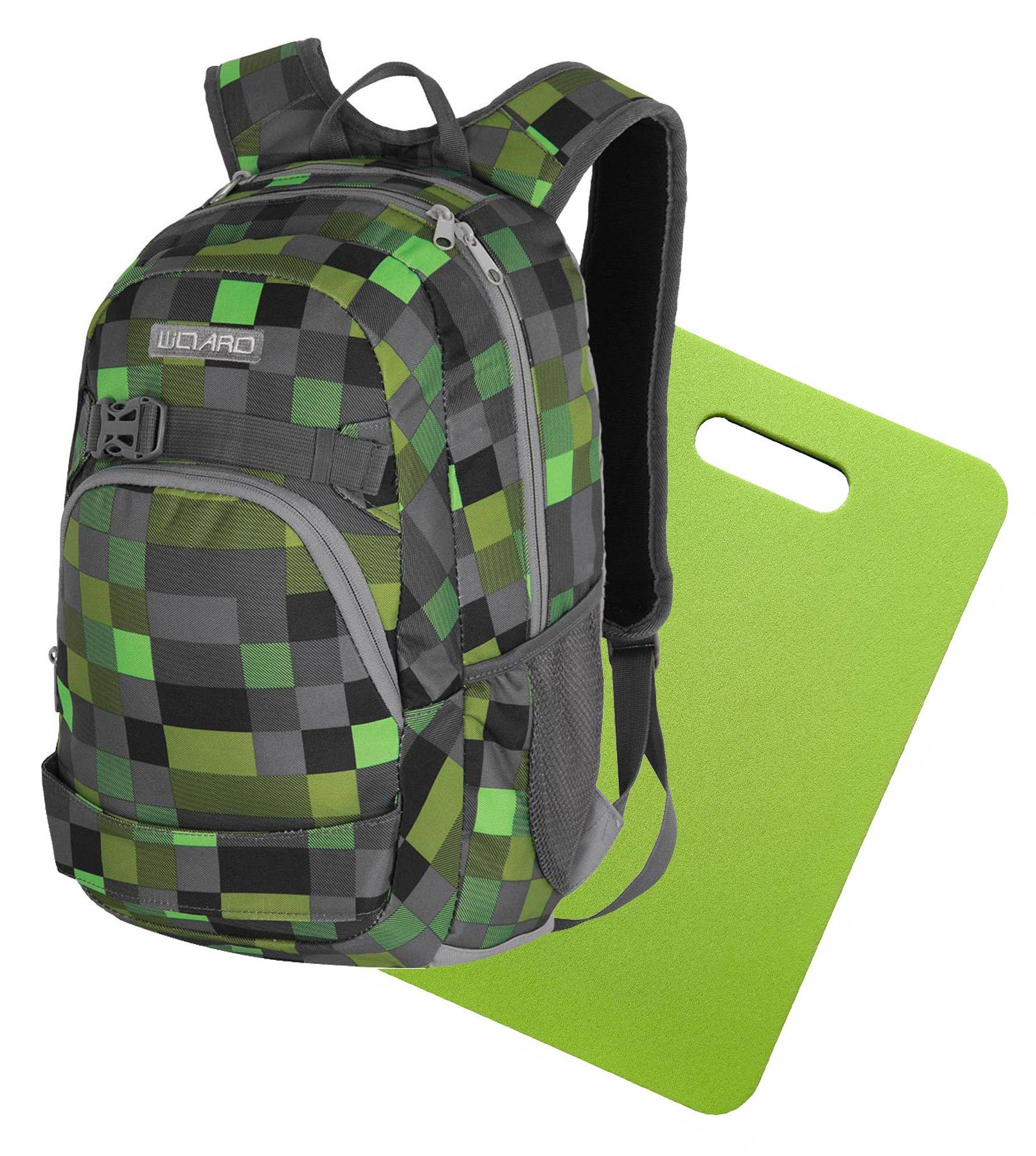 Yate Thermositzkissen Yate Set 5x doppeltes Schaumstoff Sitzkissen 40cm grün/grau mit Griff, elastisch, wasserdicht, isolierend