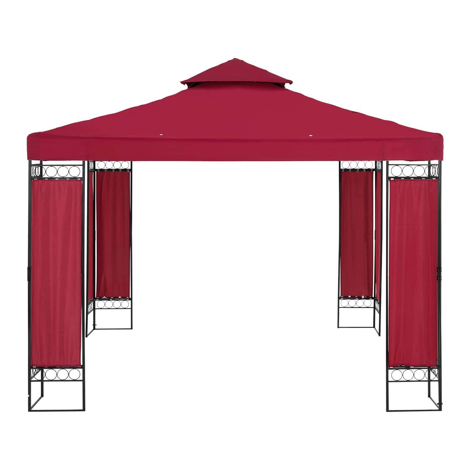 Uniprodo Pavillon Gartenpavillon Pavillon Festzelt Partyzelt Stahl 3x3m Weinrot