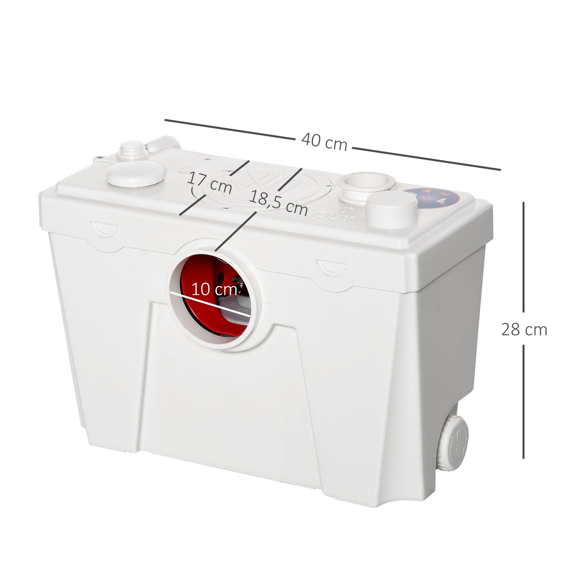 HOMCOM Hebeanlage (Set, 1-tlg., Fäkalienpumpe), Abwasserpumpe 500W Haushaltspumpe für WC Dusche