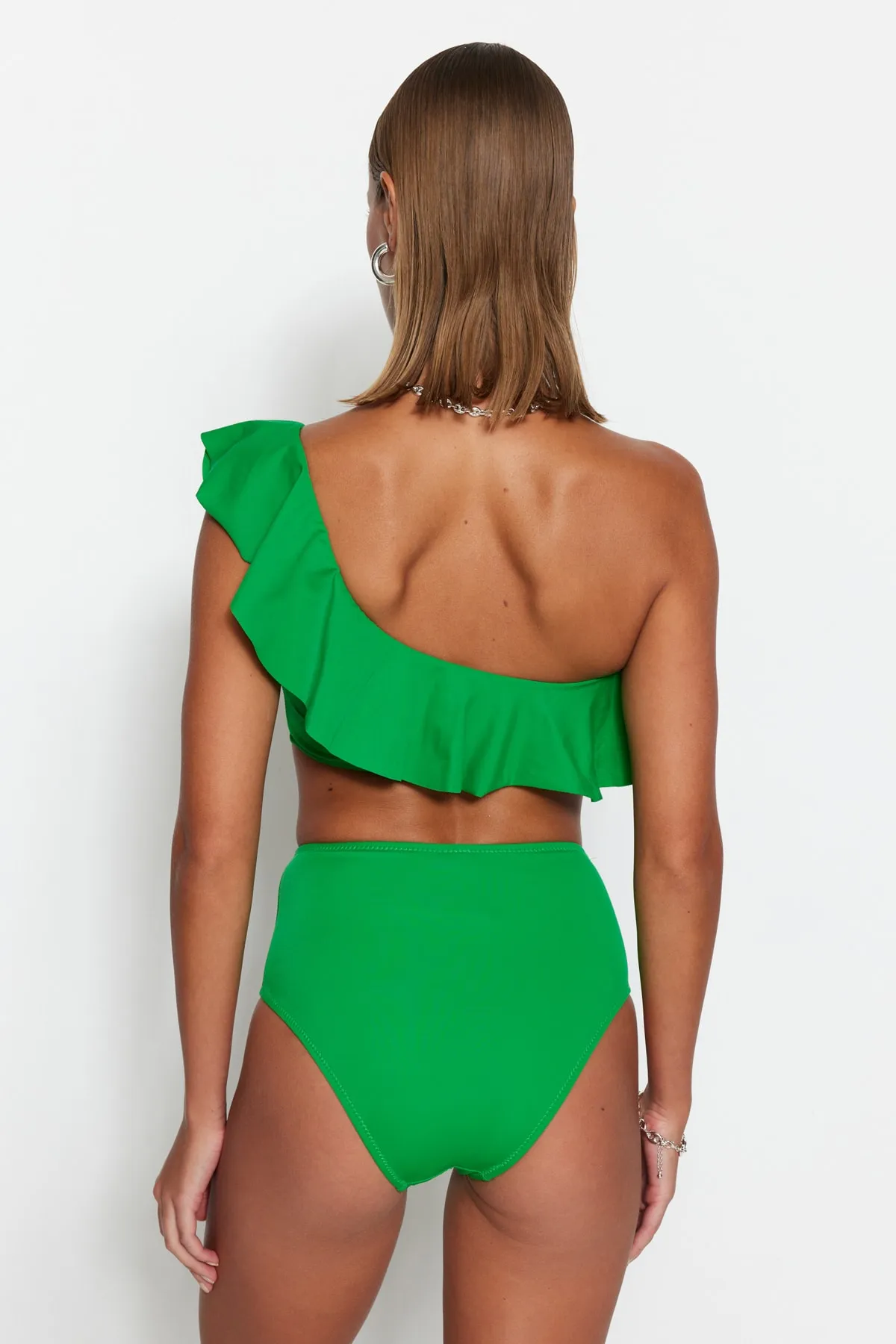 Trendyol Collection  Grüne Bikinihose mit hoher Taille und normaler Passform TBESS21BA0057