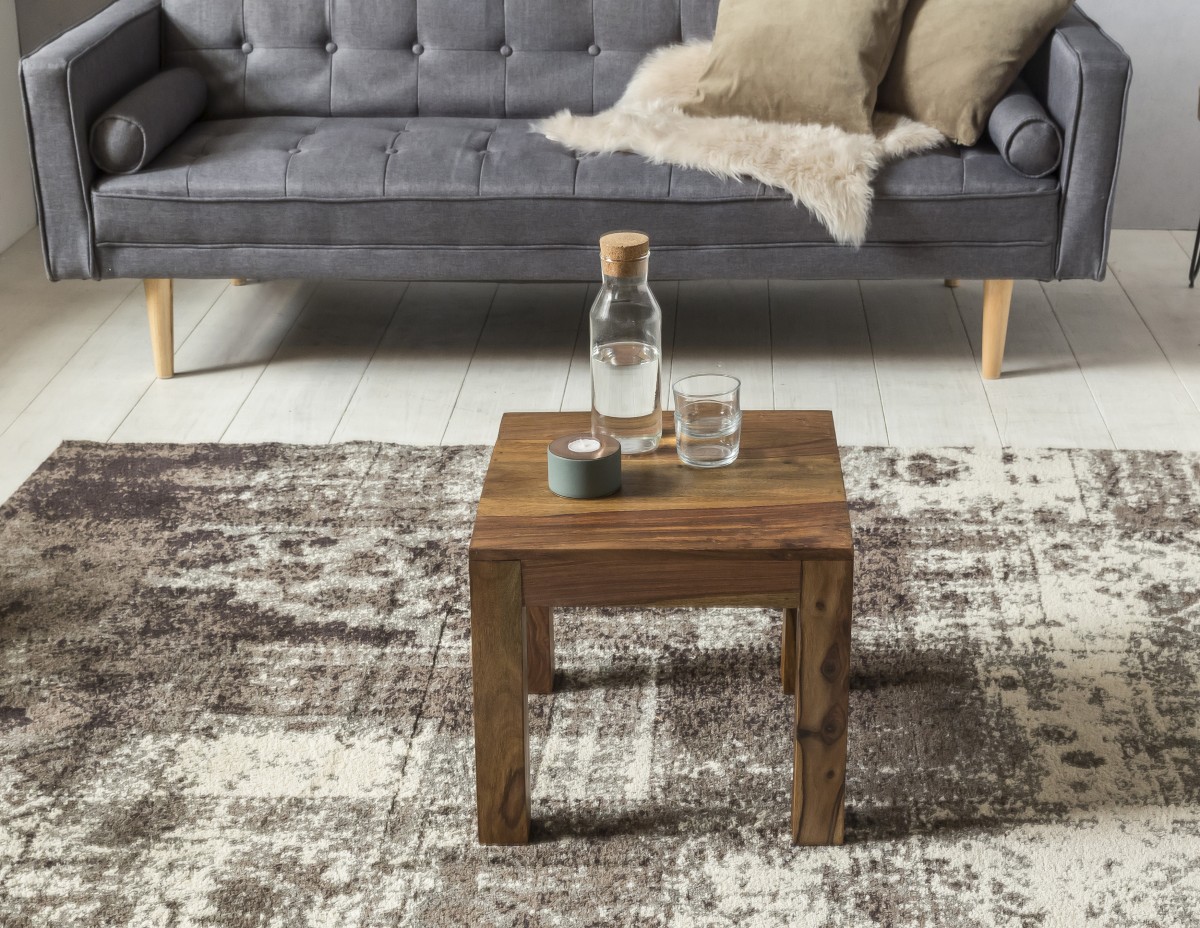 Wohnling Sheesham Couchtisch Massiv 45 x 45 cm Massivholz