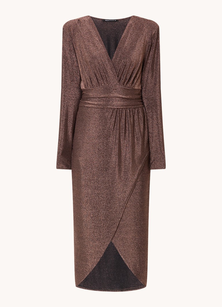 Expresso  Maxi jurk met lurex en overslag