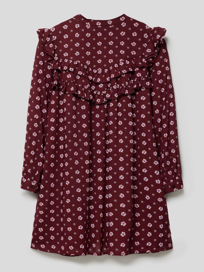 Kleid mit floralem Allover-Muster in bordeaux rot