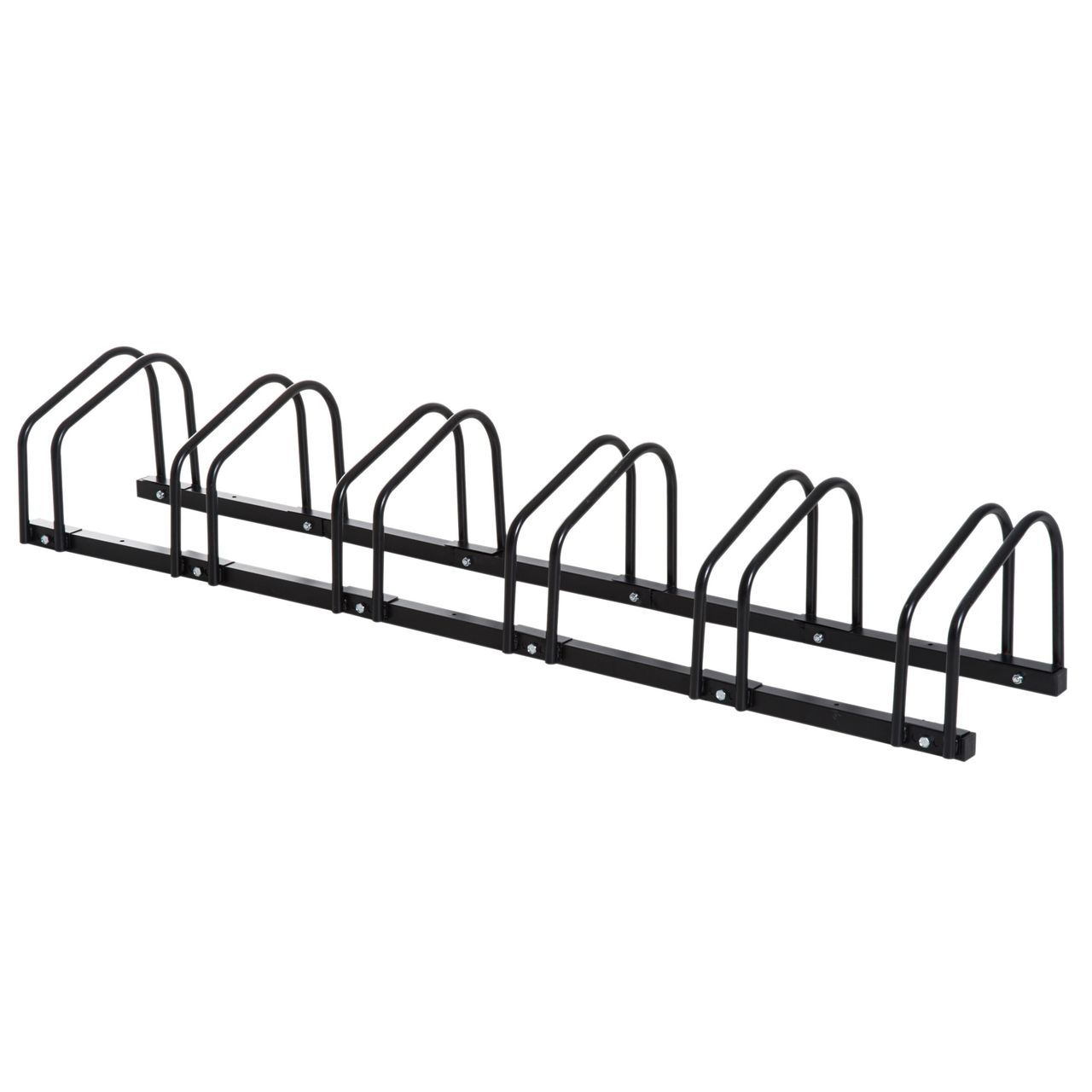 HOMCOM Fahrradständer Radständer Mehrfachständer Aufstellständer Fahrrad Ständer wetterfest langlebig Boden- und Wandmontage Stahl bis 6 Fahrräder Schwarz 179 x 33 x 27 cm