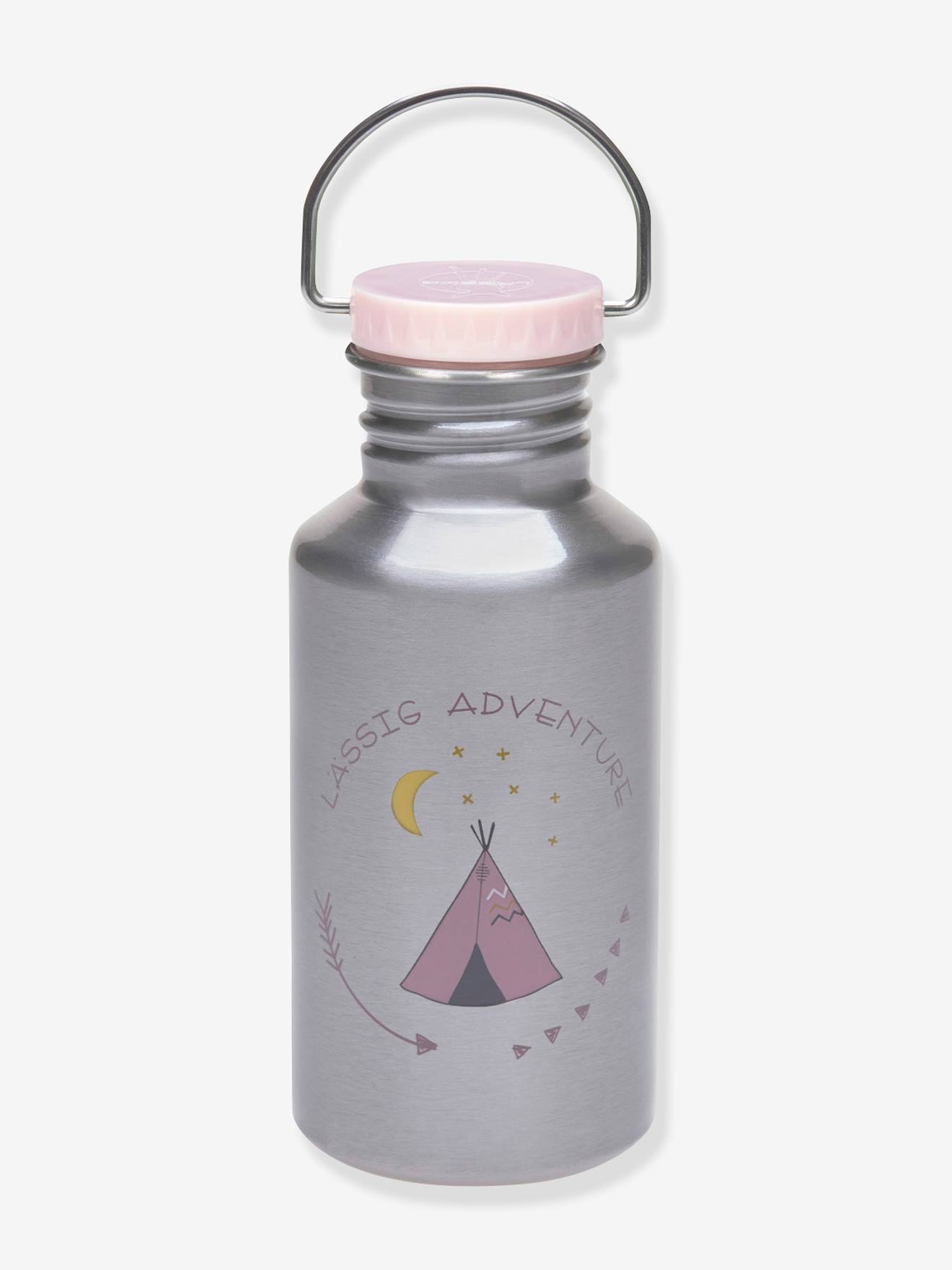 Lässig Kinder Edelstahl-Trinkflasche ADVENTURE/YUMMY LÄSSIG - grau/rosa