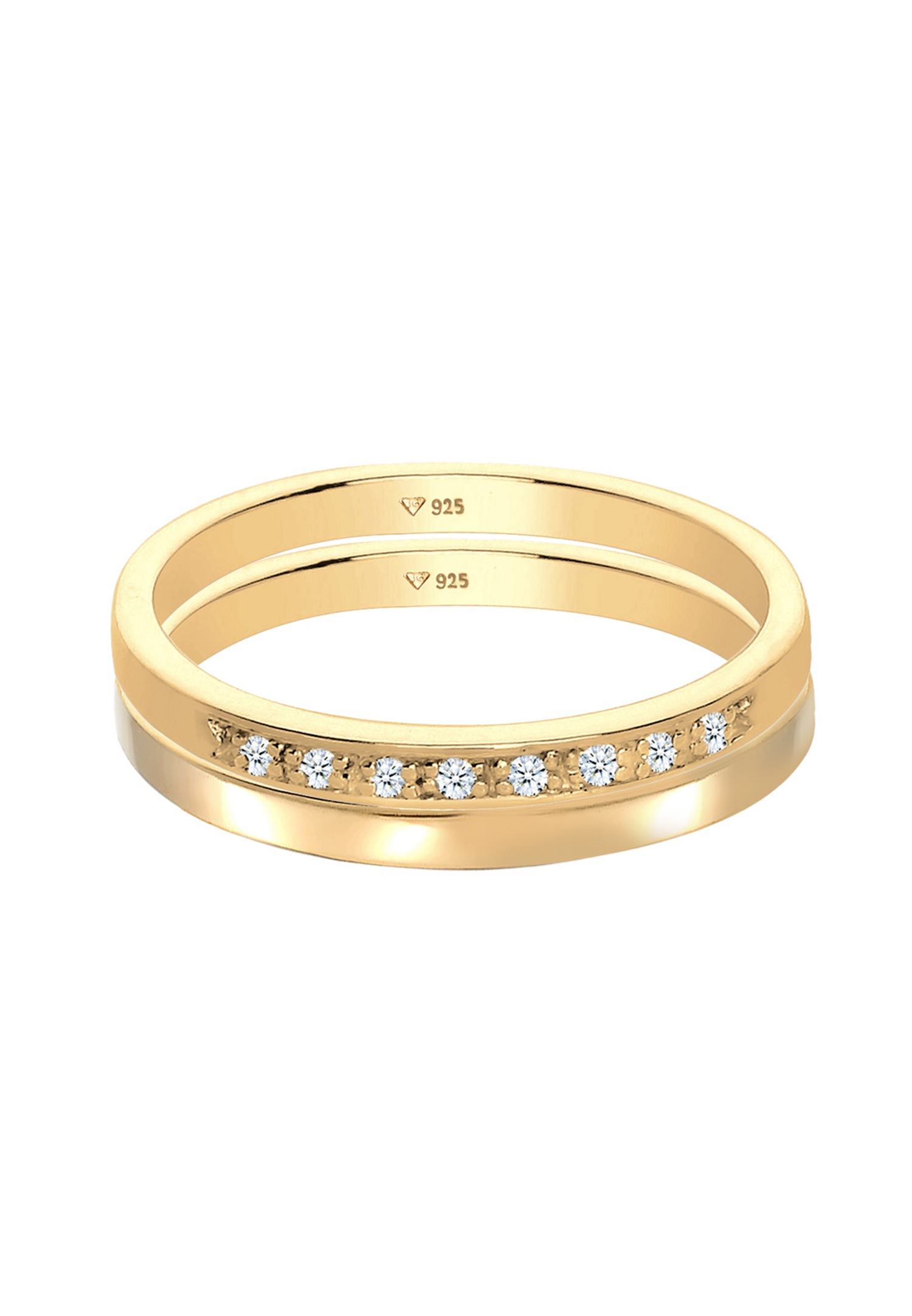 Elli DIAMONDS sieviešu gredzenu komplekts ar dimantiem (0,08 karāti) no 925. proves sudraba