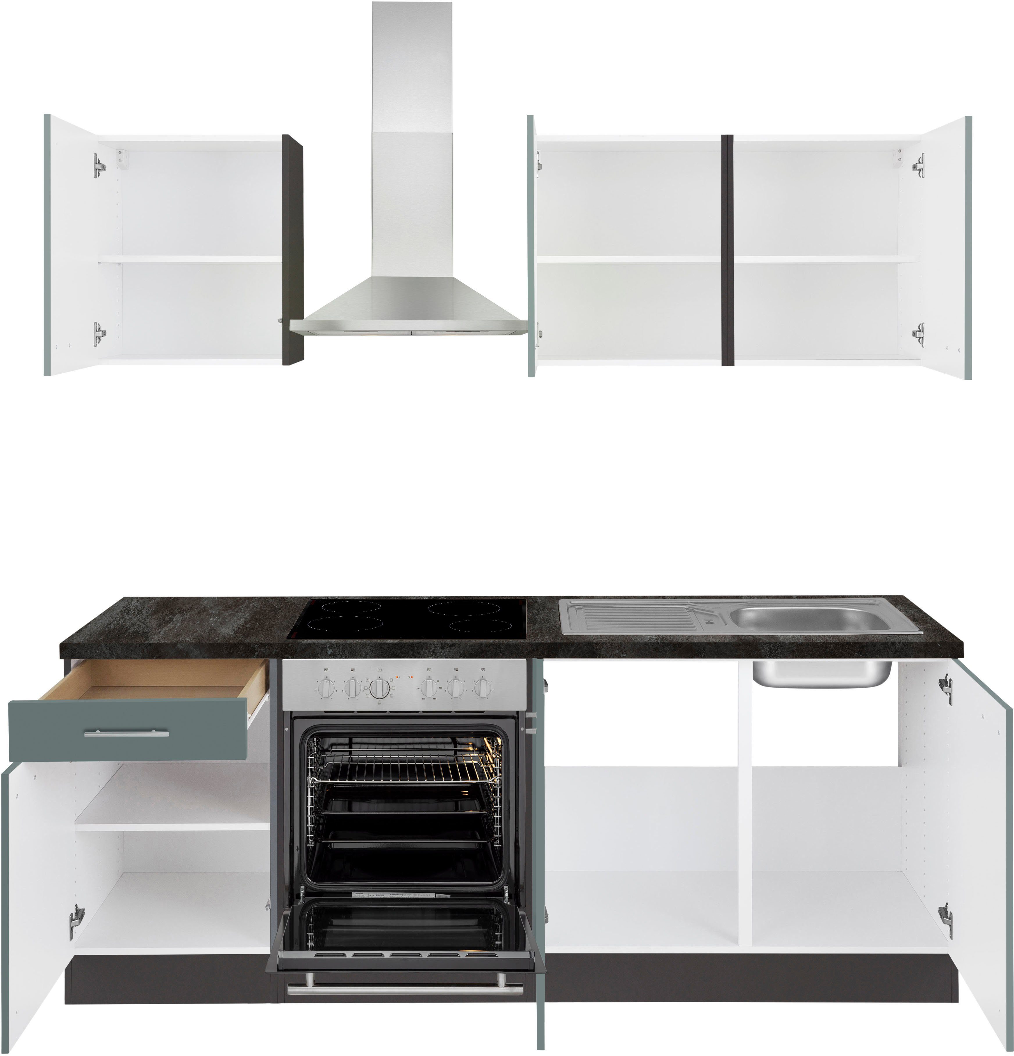 OPTIFIT Küchenzeile Malika, Breite 210 cm, mit Hanseatic-E-Geräten