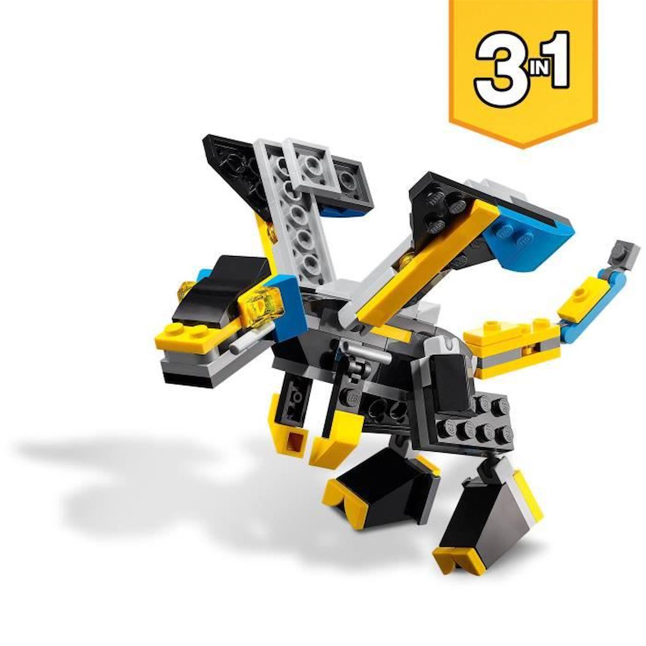 LEGO® Creator 31124 Le Super Robot, Jouet 3 en 1 Robot Dragon Avion bleu