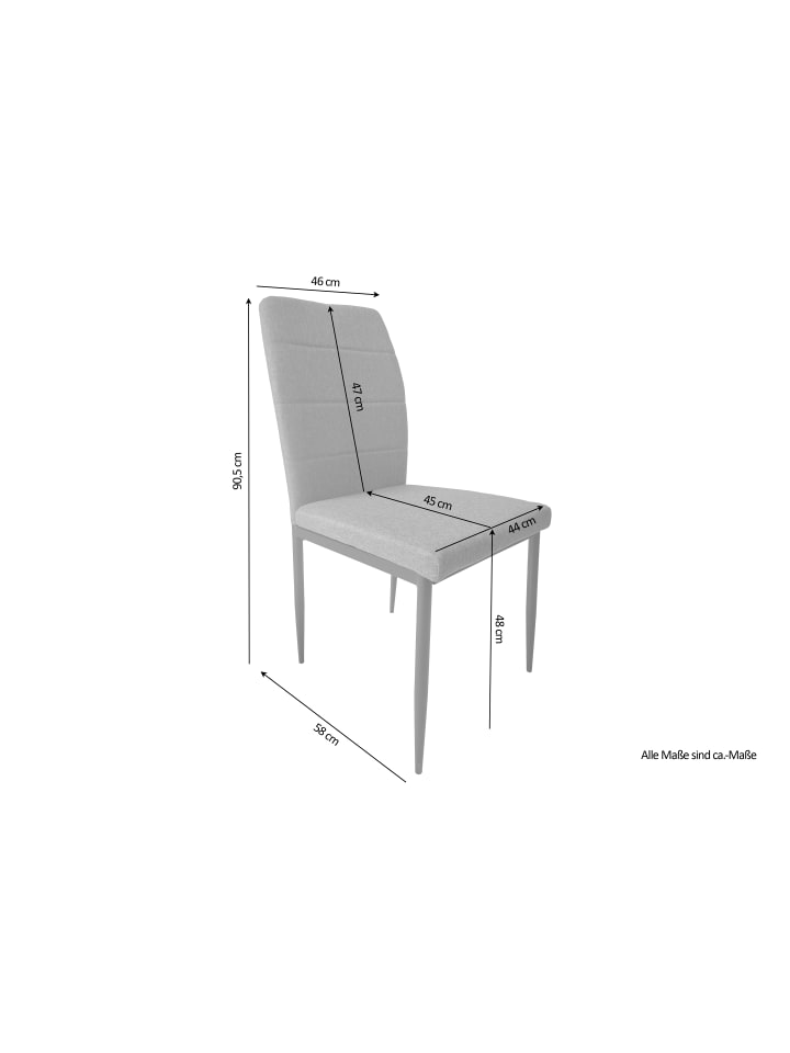 byLiving 2er-Set: Esszimmerstuhl LYRA in Grau/Schwarz - (B) 46 x (H) 90,5 x (T) 58 cm günstig kaufen onesize