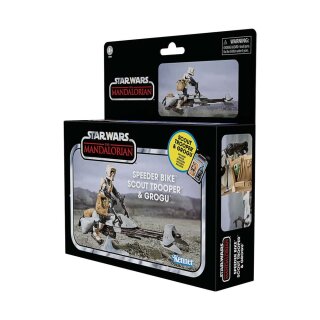 Star Wars: The Mandalorian Vintage Collection Fahrzeug mit Figuren Speeder Bike with Scout Trooper & Grogu