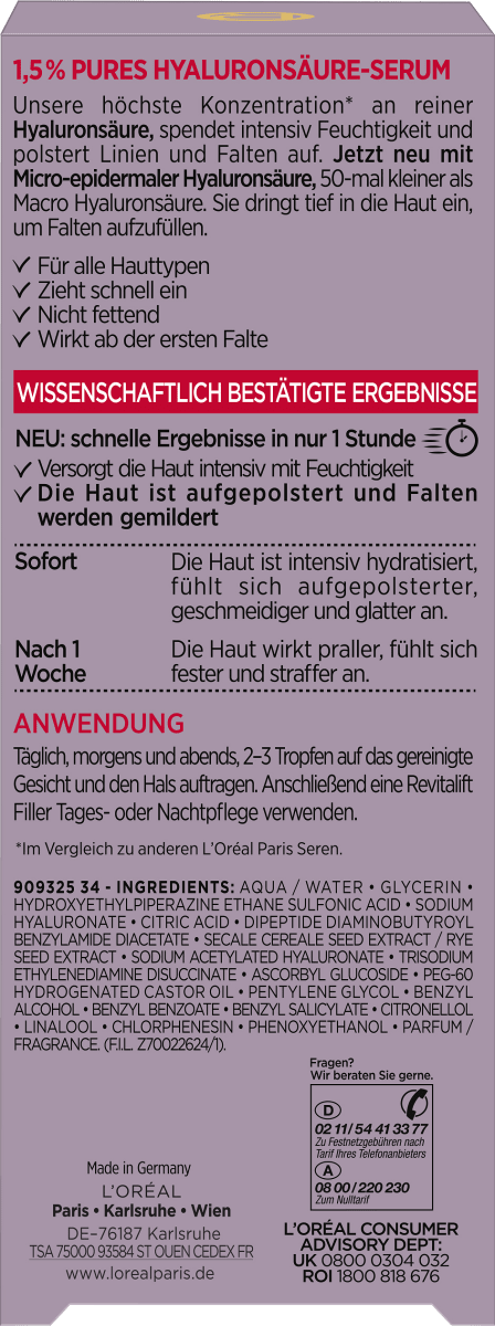 Serum Revitalift Filler + Hyaluronsäure, 30 ml