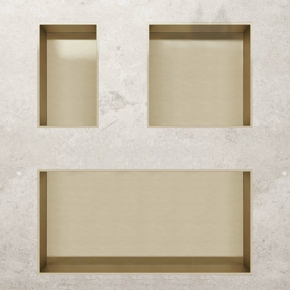 Aloni Regalaufsatz HEC60BG, (1-St), Aloni Wandnische Edelstahl gold gebürstet rostfrei 300x600x100mm