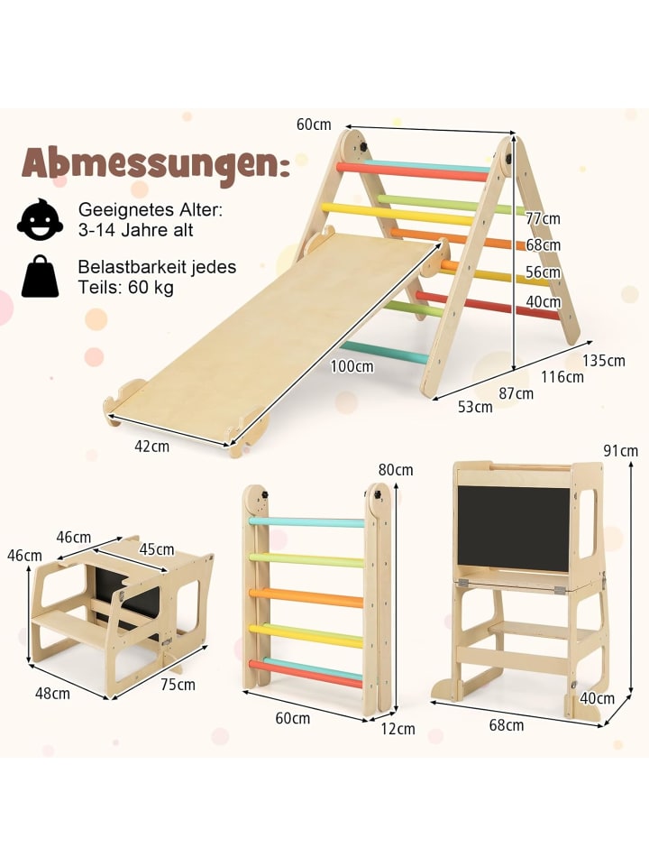 COSTWAY 7 in 1 Kletterdreieck mit Rutsche in Bunt günstig kaufen onesize