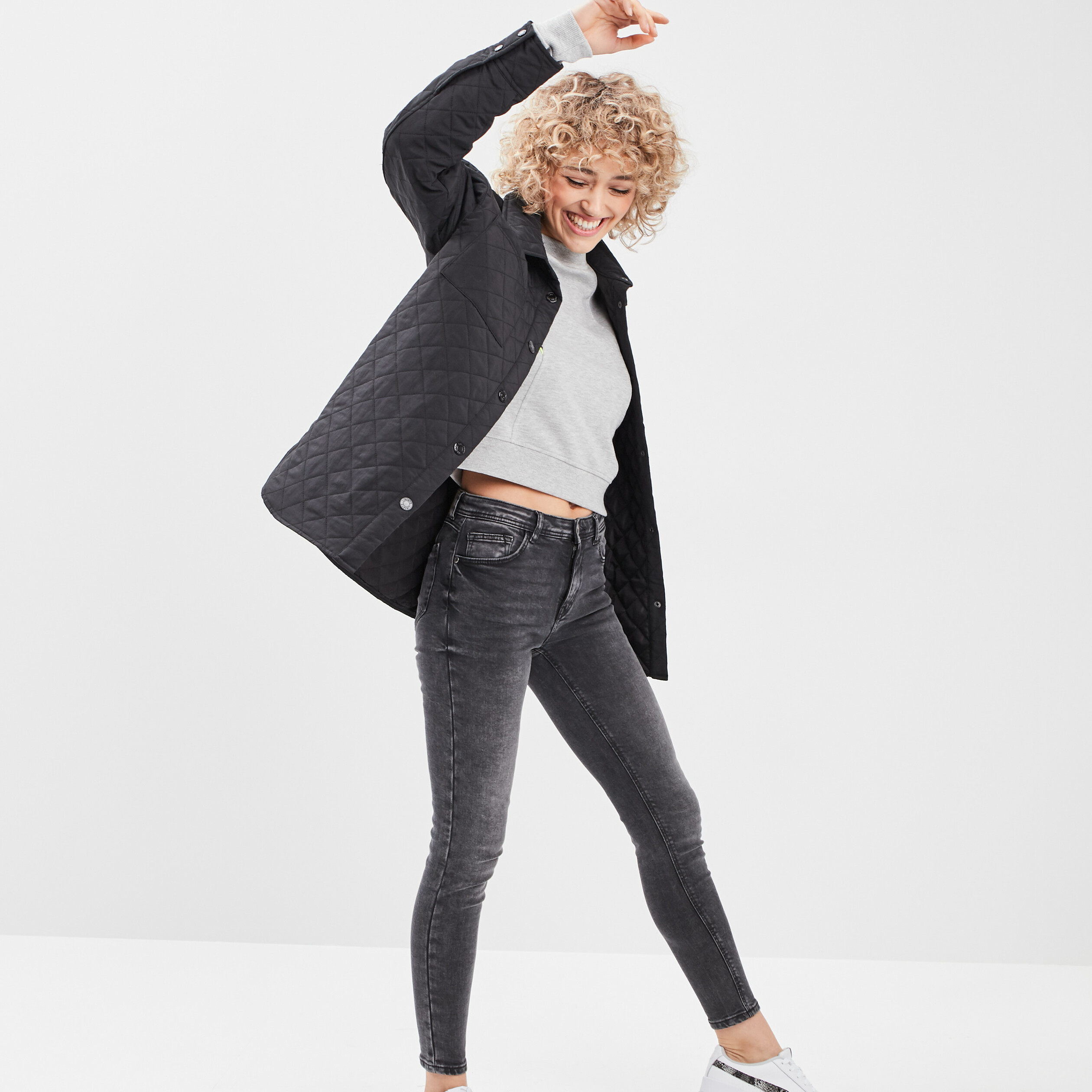 Sweat court manches longues gris femme | La Halle
