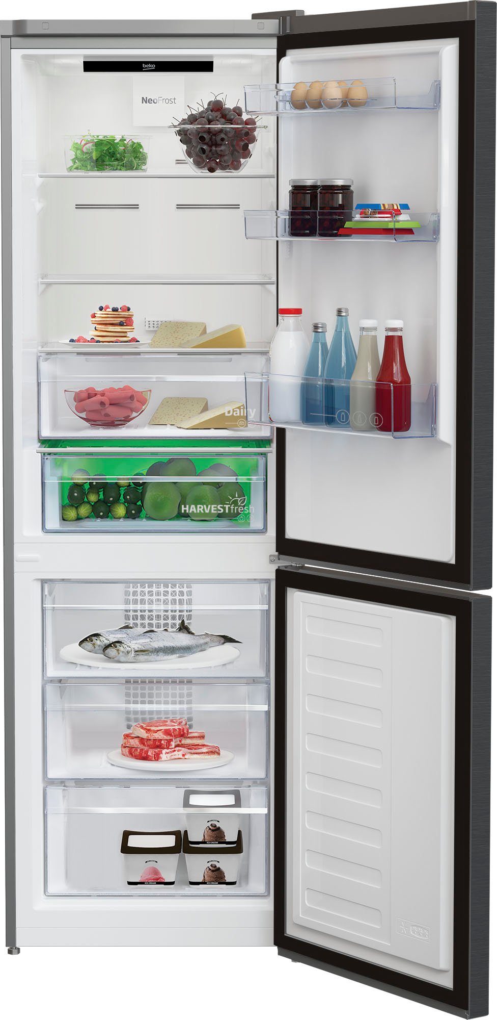 BEKO Kühl-/Gefrierkombination RCNE366E70ZXBRN, 186 cm hoch, 59,5 cm breit