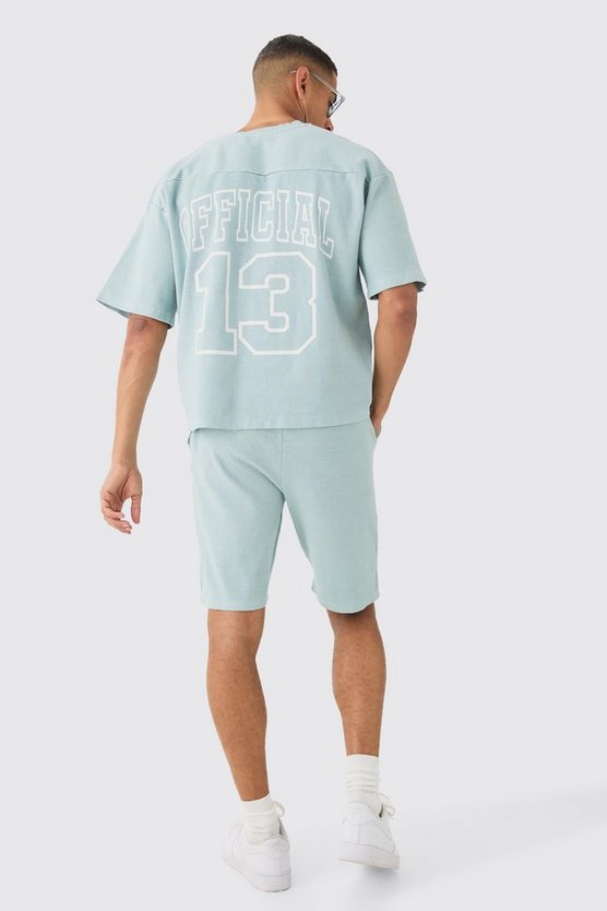 Geripptes Sweatshirt mit halben Ärmeln & Shorts