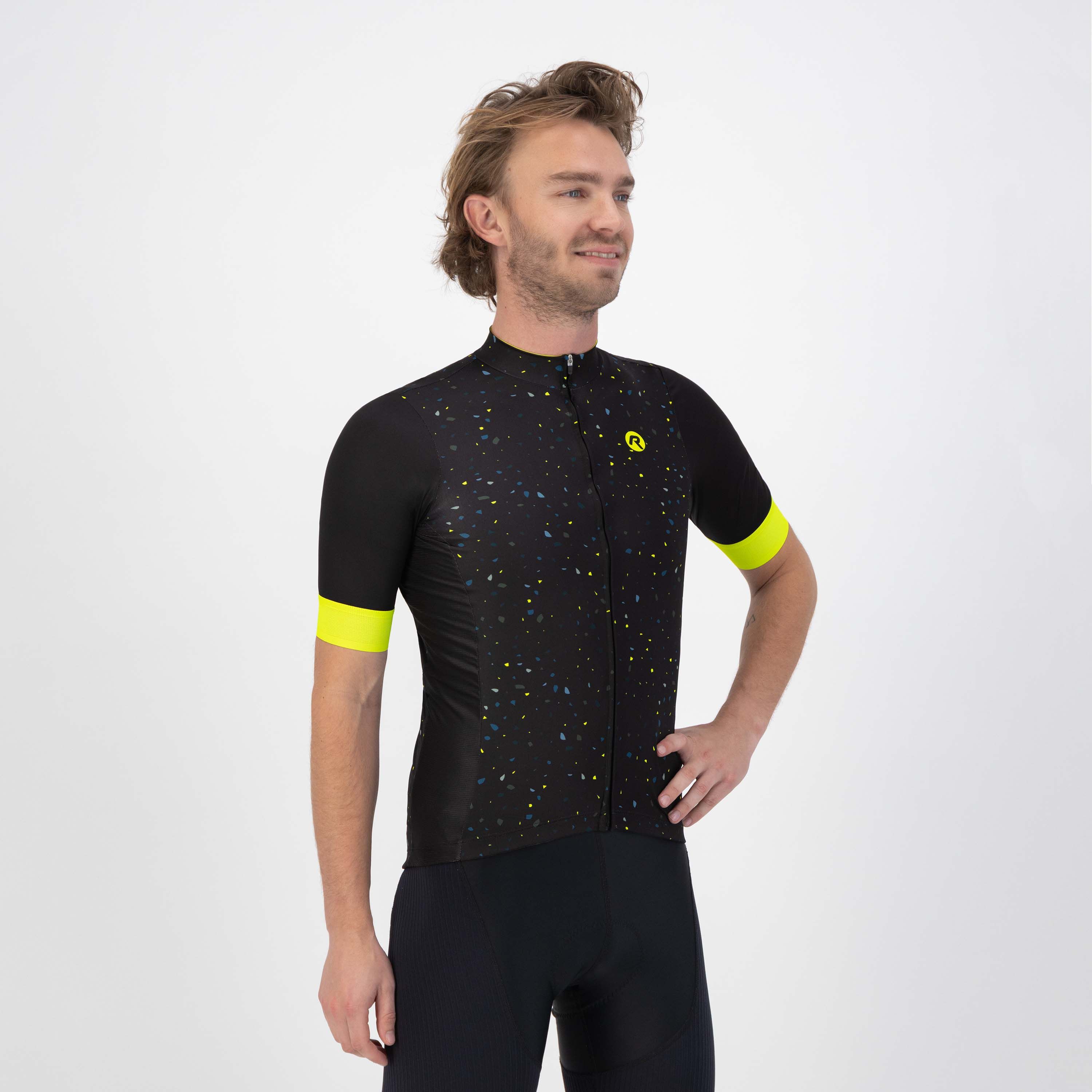 Rogelli Terrazzo Schwarz/Blau/Fluor Herren Radtrikot Kurzarm