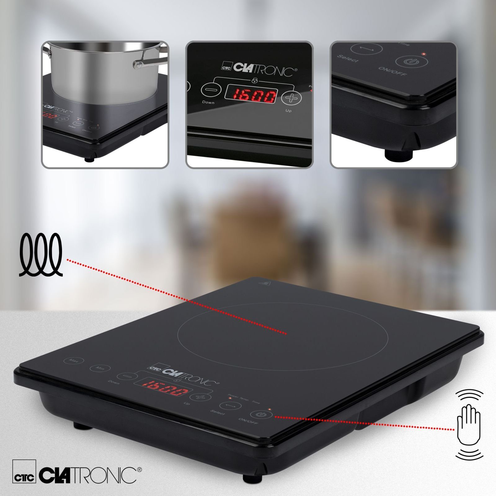 CLATRONIC Einzelkochplatte CLATRONIC Kochplatte Einzelkochplatte Induktion-Platte 2000 W EKI 3569