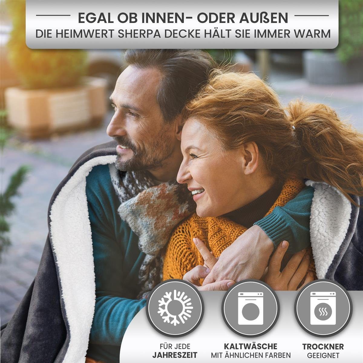 Wohndecke Decke Kuscheldecke Sherpa Wolldecke, HEIMWERT, weich