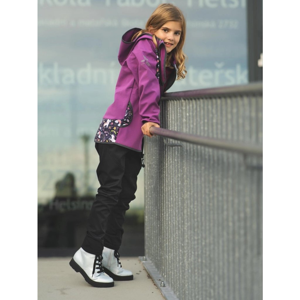 Unuo Kinder-Softshellhose mit Fleece Sporty Schwarz